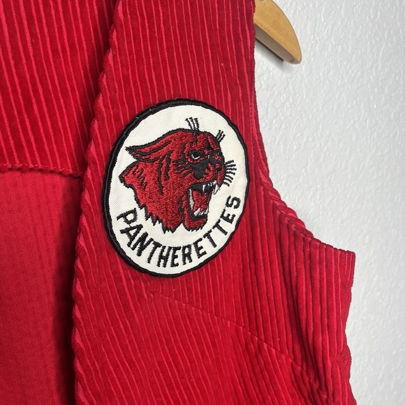 Vintage 70s 80s Cinderella Dallas Brand Pantherettes Dance Cheer Red Ribbed Vest - Picture 3 of 7